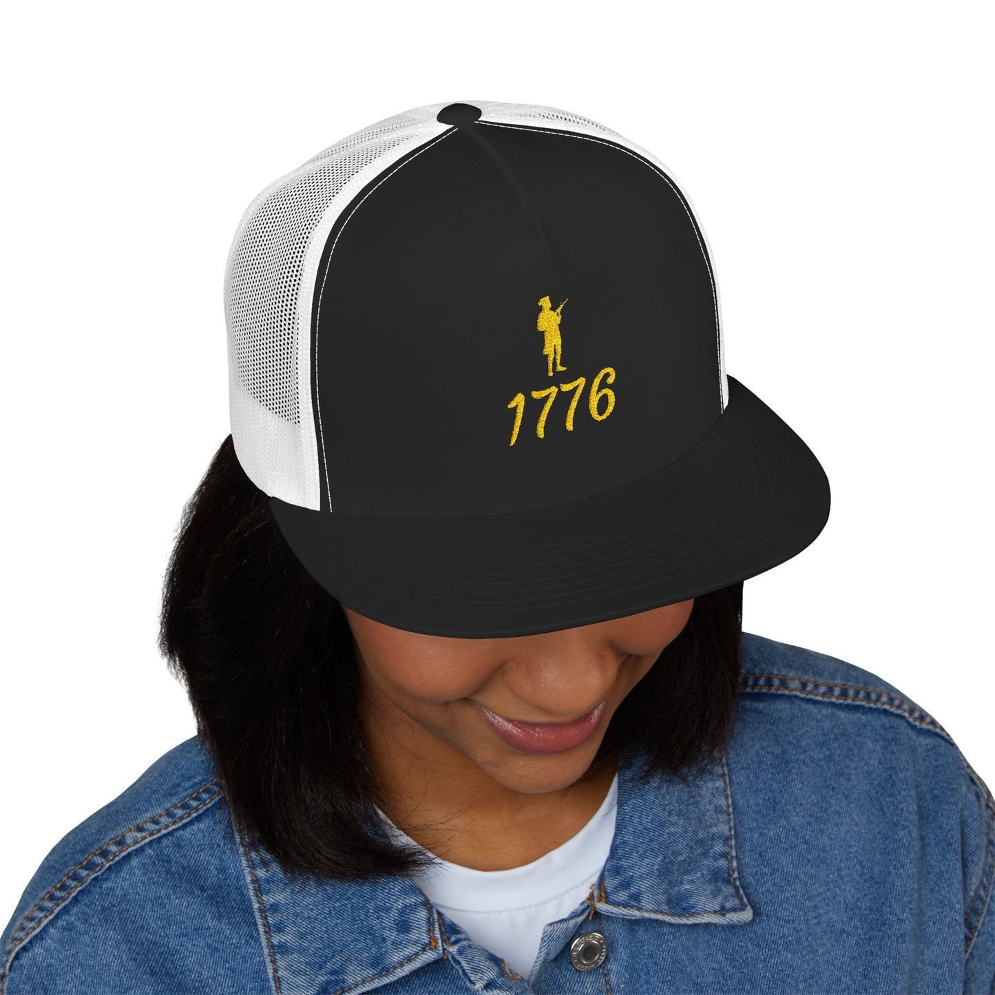 Patriotic 5 Panel Trucker Cap with Embroidered '1776' - Ideal for Independence Day, Festivals, Casual Wear, Outdoor Activities