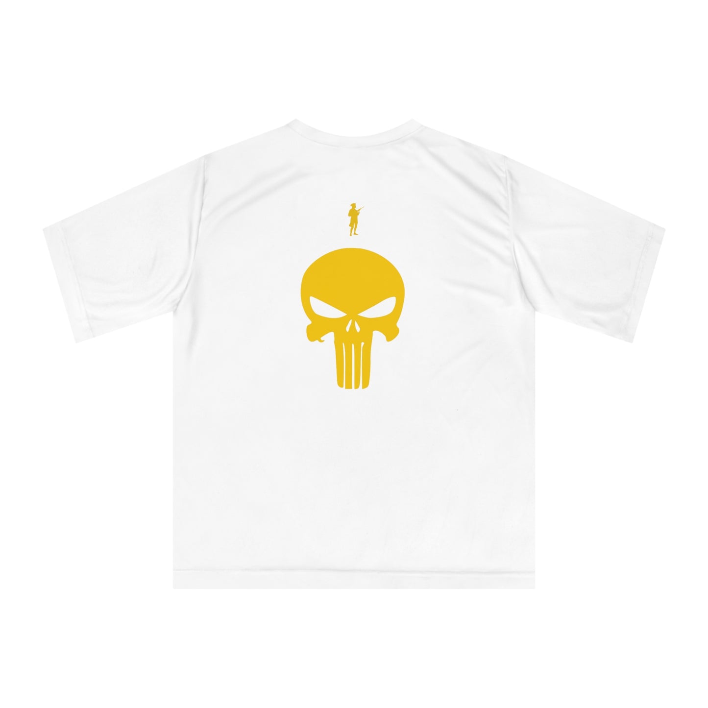 Unisex Zone Performance T-Shirt - Bold Skull Graphic & Gold Accent