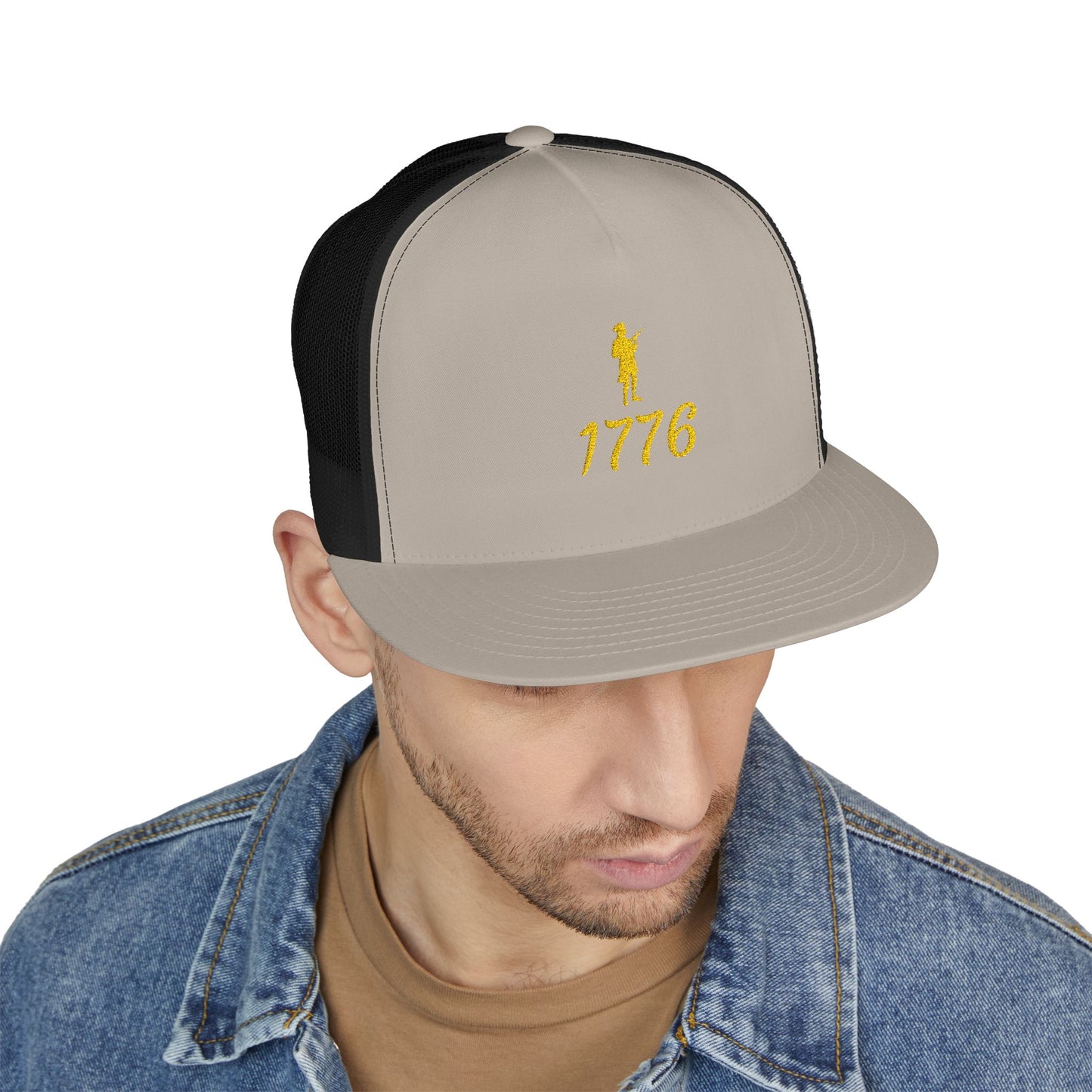 Patriotic 5 Panel Trucker Cap with Embroidered '1776' - Ideal for Independence Day, Festivals, Casual Wear, Outdoor Activities