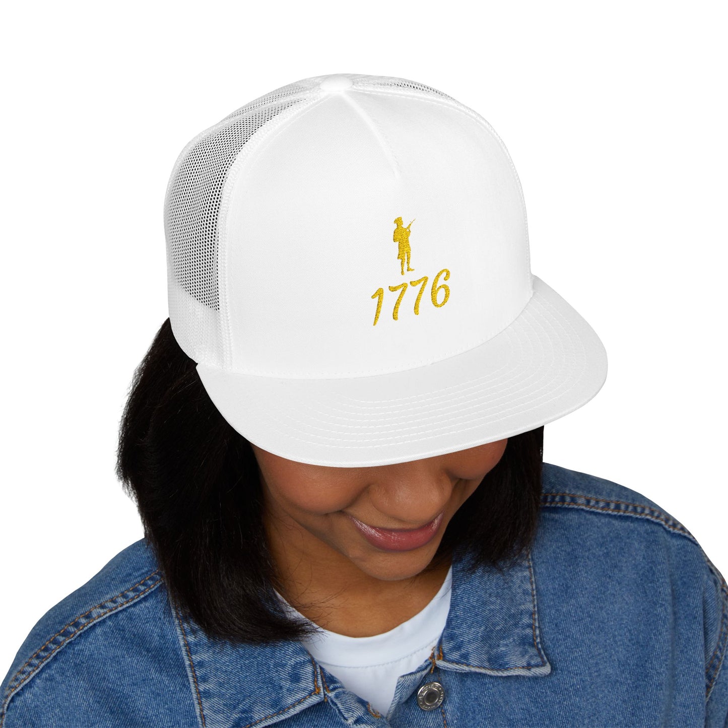 Patriotic 5 Panel Trucker Cap with Embroidered '1776' - Ideal for Independence Day, Festivals, Casual Wear, Outdoor Activities