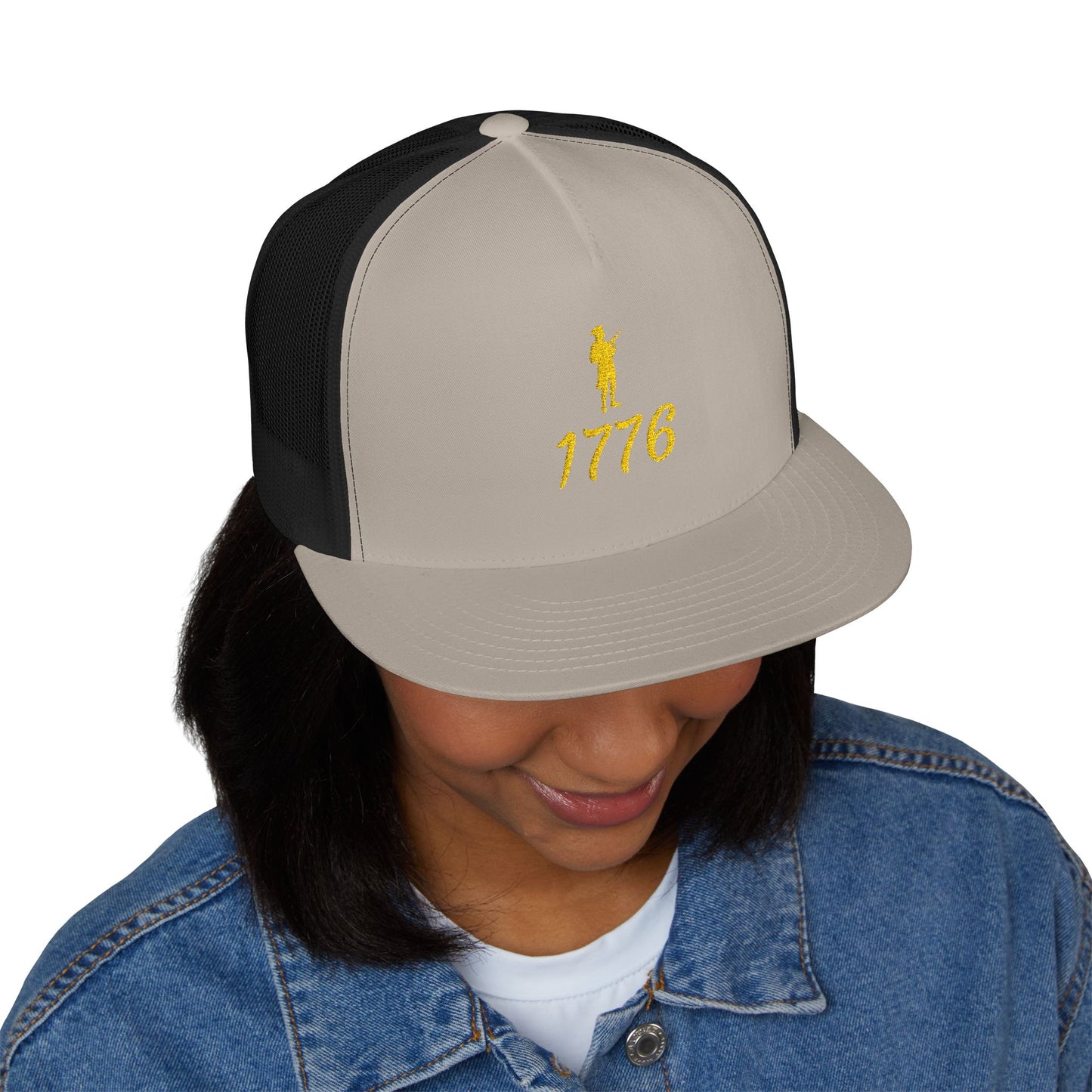 Patriotic 5 Panel Trucker Cap with Embroidered '1776' - Ideal for Independence Day, Festivals, Casual Wear, Outdoor Activities