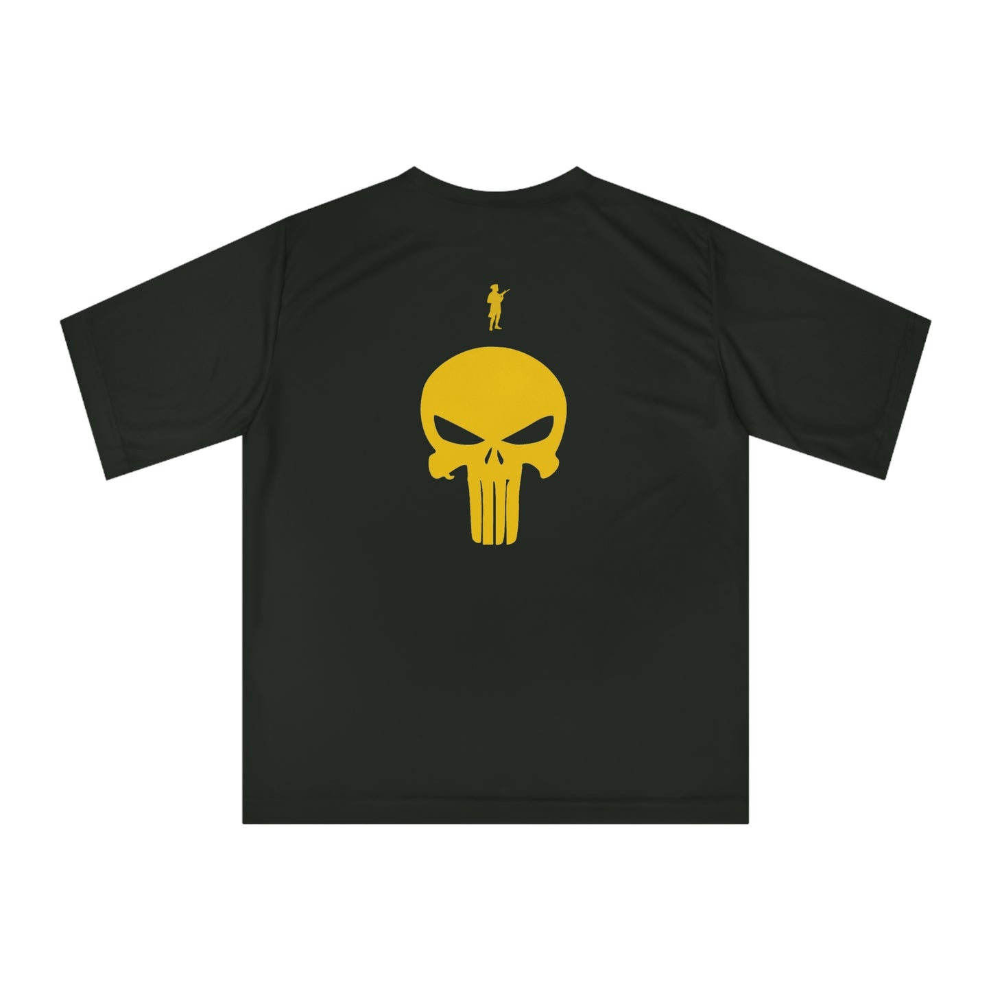 Unisex Zone Performance T-Shirt - Bold Skull Graphic & Gold Accent