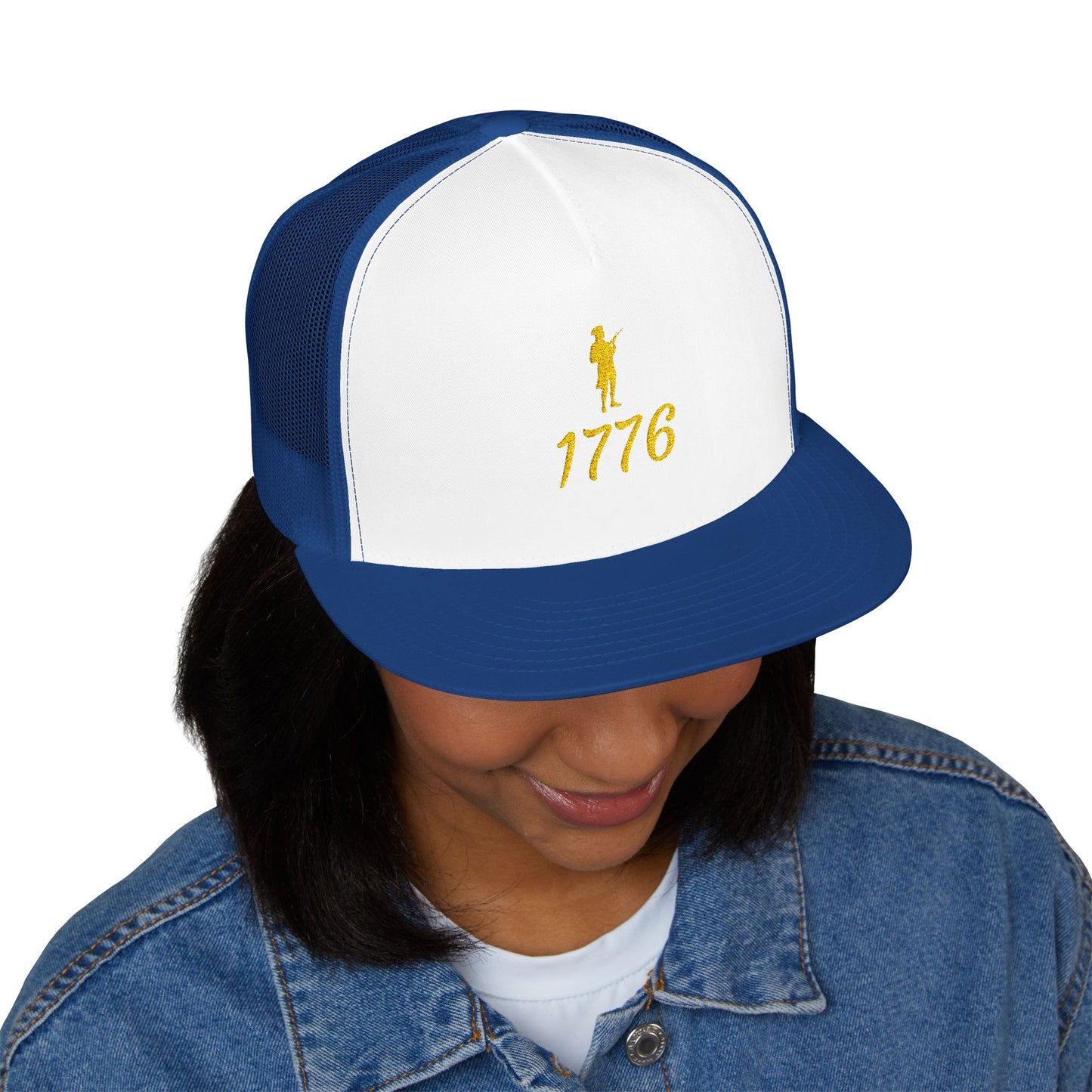 Patriotic 5 Panel Trucker Cap with Embroidered '1776' - Ideal for Independence Day, Festivals, Casual Wear, Outdoor Activities