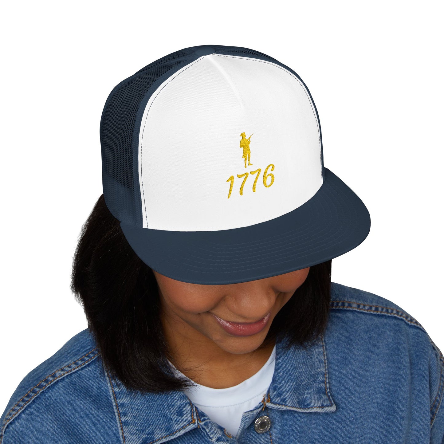 Patriotic 5 Panel Trucker Cap with Embroidered '1776' - Ideal for Independence Day, Festivals, Casual Wear, Outdoor Activities