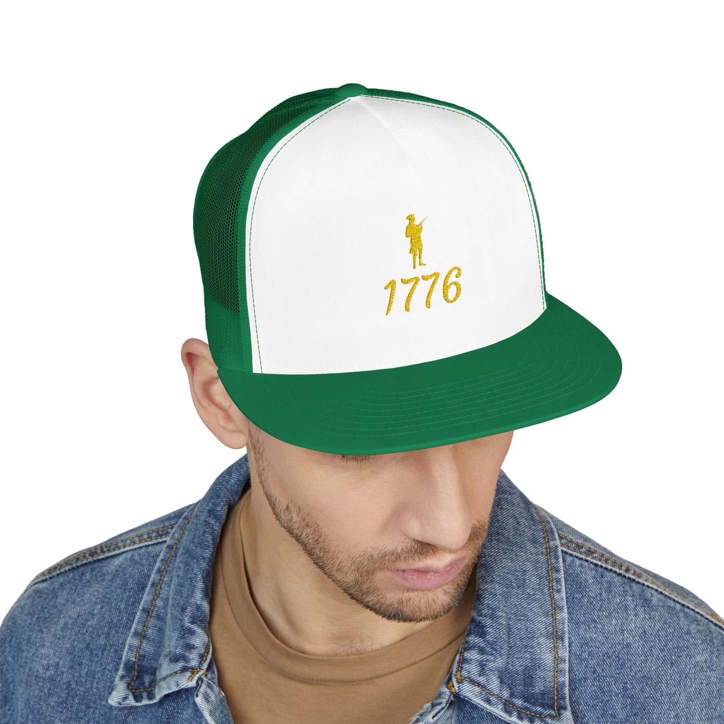 Patriotic 5 Panel Trucker Cap with Embroidered '1776' - Ideal for Independence Day, Festivals, Casual Wear, Outdoor Activities