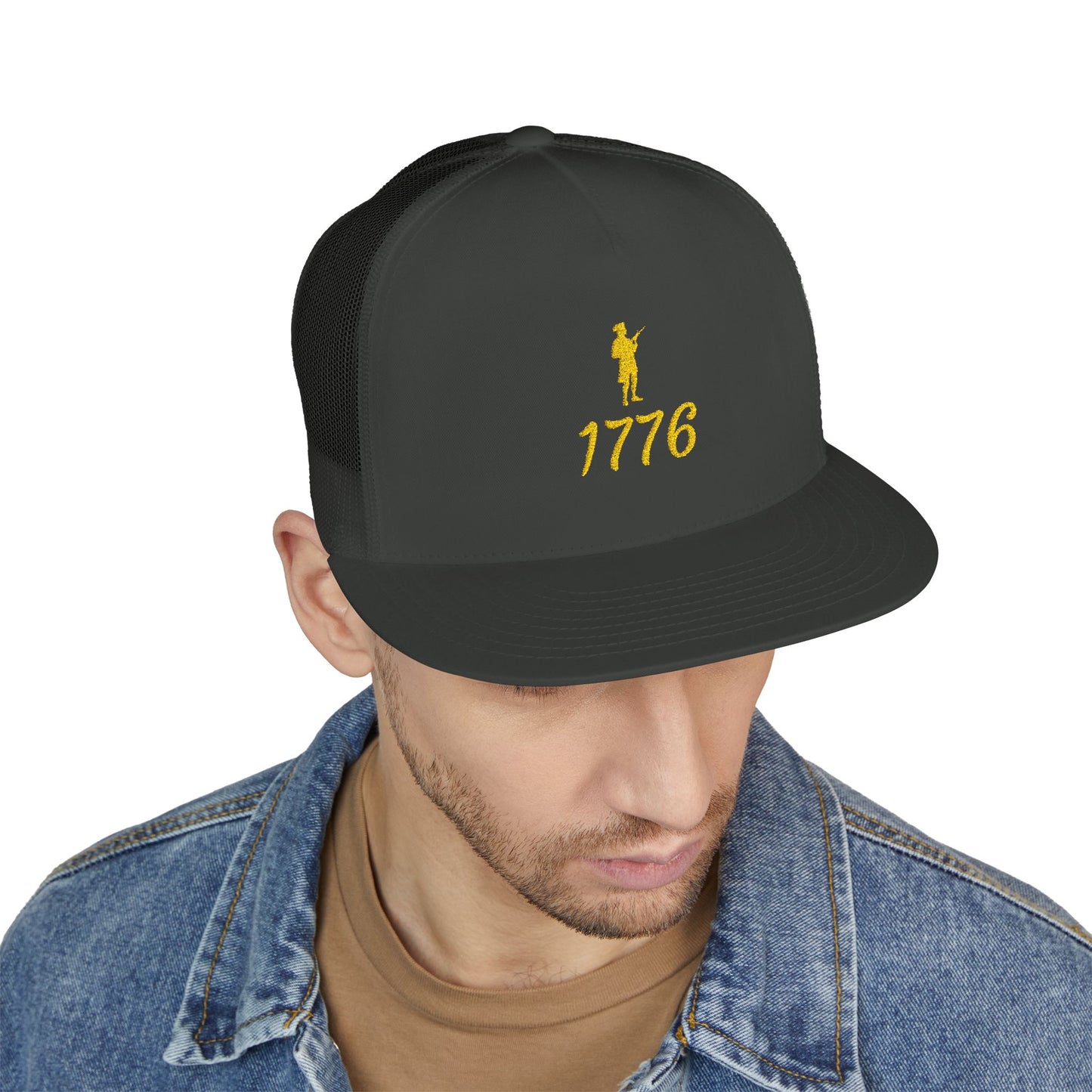 Patriotic 5 Panel Trucker Cap with Embroidered '1776' - Ideal for Independence Day, Festivals, Casual Wear, Outdoor Activities