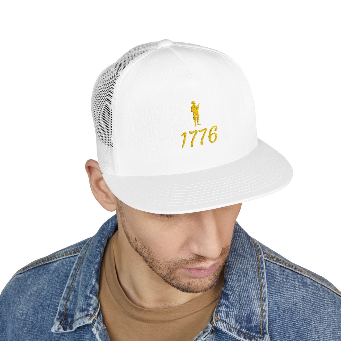 Patriotic 5 Panel Trucker Cap with Embroidered '1776' - Ideal for Independence Day, Festivals, Casual Wear, Outdoor Activities
