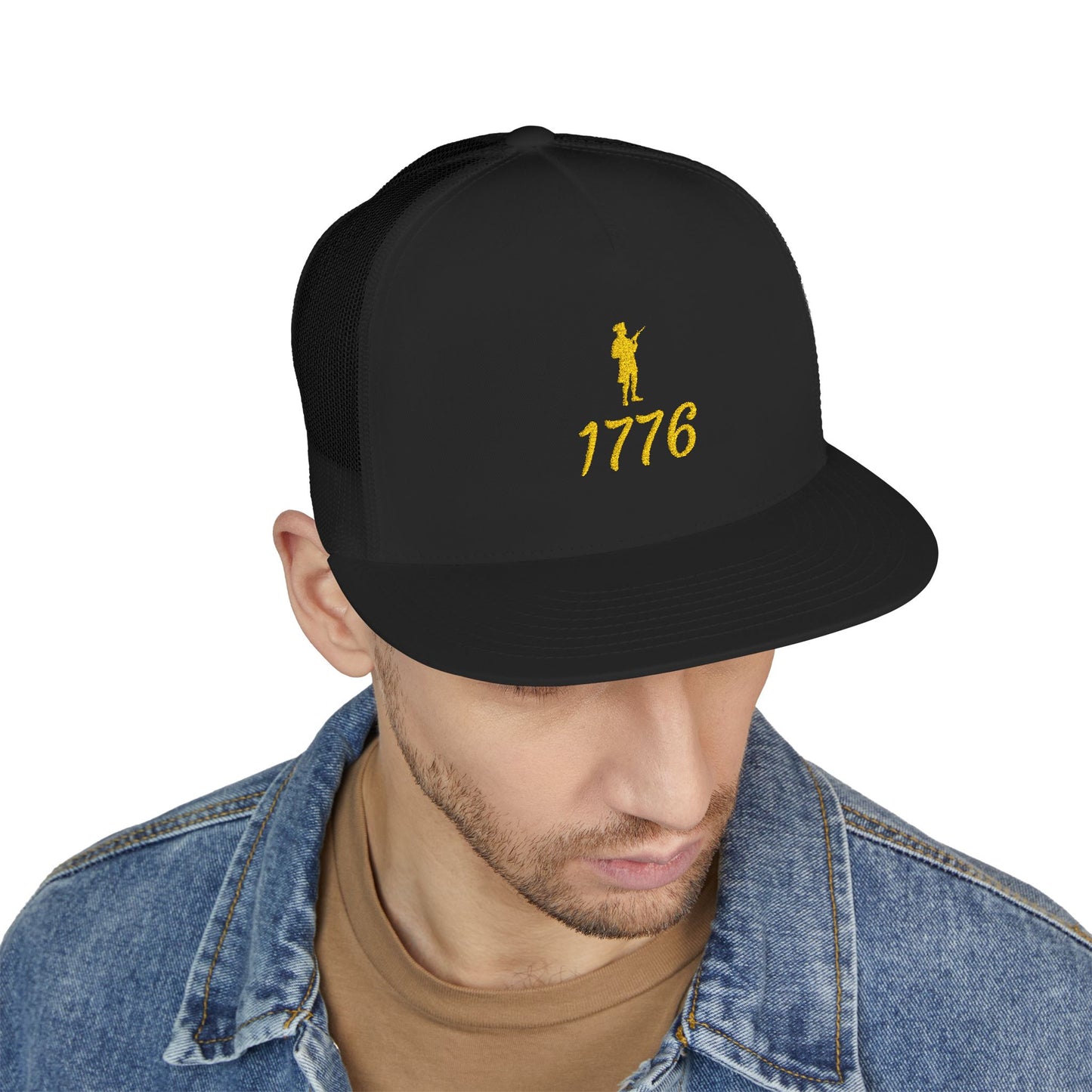 Patriotic 5 Panel Trucker Cap with Embroidered '1776' - Ideal for Independence Day, Festivals, Casual Wear, Outdoor Activities