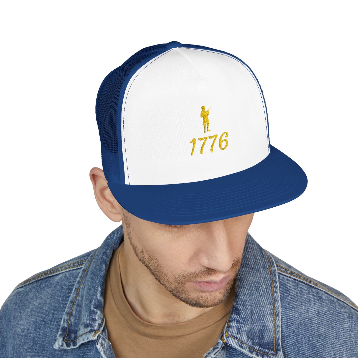 Patriotic 5 Panel Trucker Cap with Embroidered '1776' - Ideal for Independence Day, Festivals, Casual Wear, Outdoor Activities