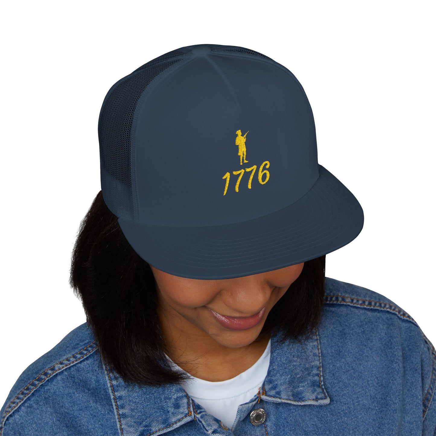 Patriotic 5 Panel Trucker Cap with Embroidered '1776' - Ideal for Independence Day, Festivals, Casual Wear, Outdoor Activities
