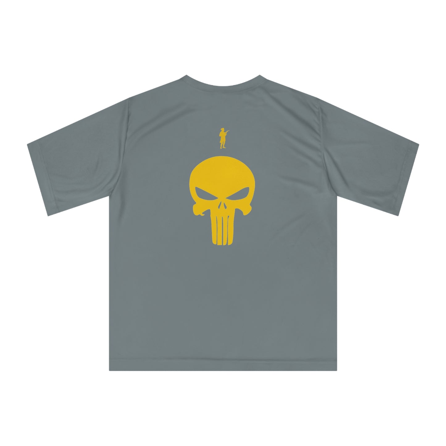 Unisex Zone Performance T-Shirt - Bold Skull Graphic & Gold Accent