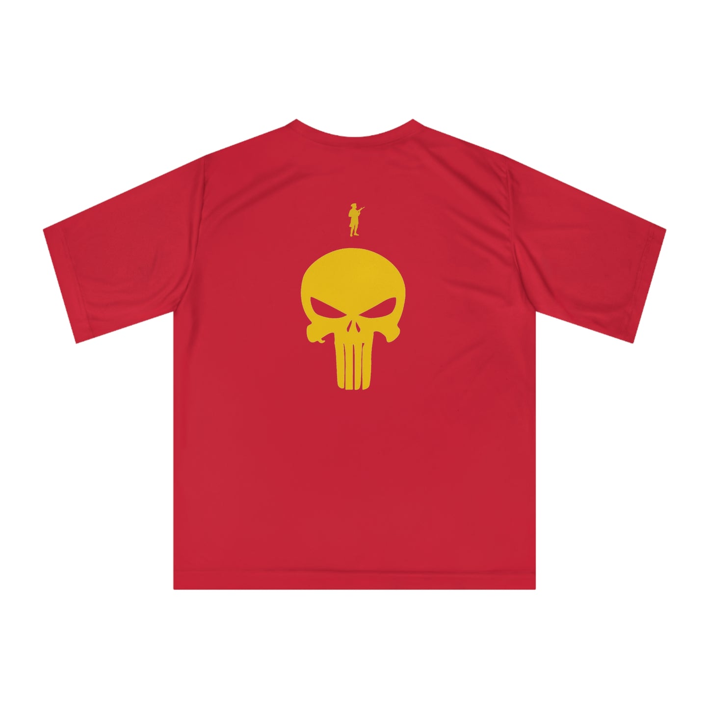Unisex Zone Performance T-Shirt - Bold Skull Graphic & Gold Accent